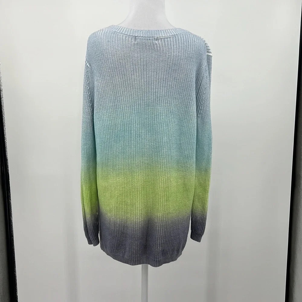 525 America Purple Blue Ribbed Ombre Knit Pullover Sweater‎ Womens Small Cotton - Picture 3 of 10